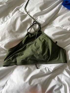 J. Crew Olive One-Shoulder Swim Bandeau Top